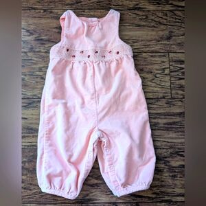 💥3/$24 Gymboree Holiday Friends‎ So Rosy Peach Velour Smocked Jumpsuit